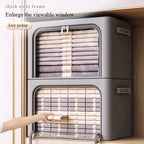 Large Foldable Fabric Storage Box with Dividers Multi Purpose Closet Organizer for Bedroom Wardrobe