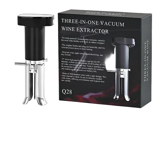 Automatic Electric Wine Bottle Opener with Aerator Pourer and Vacuum Wine Preserver 3-in-1