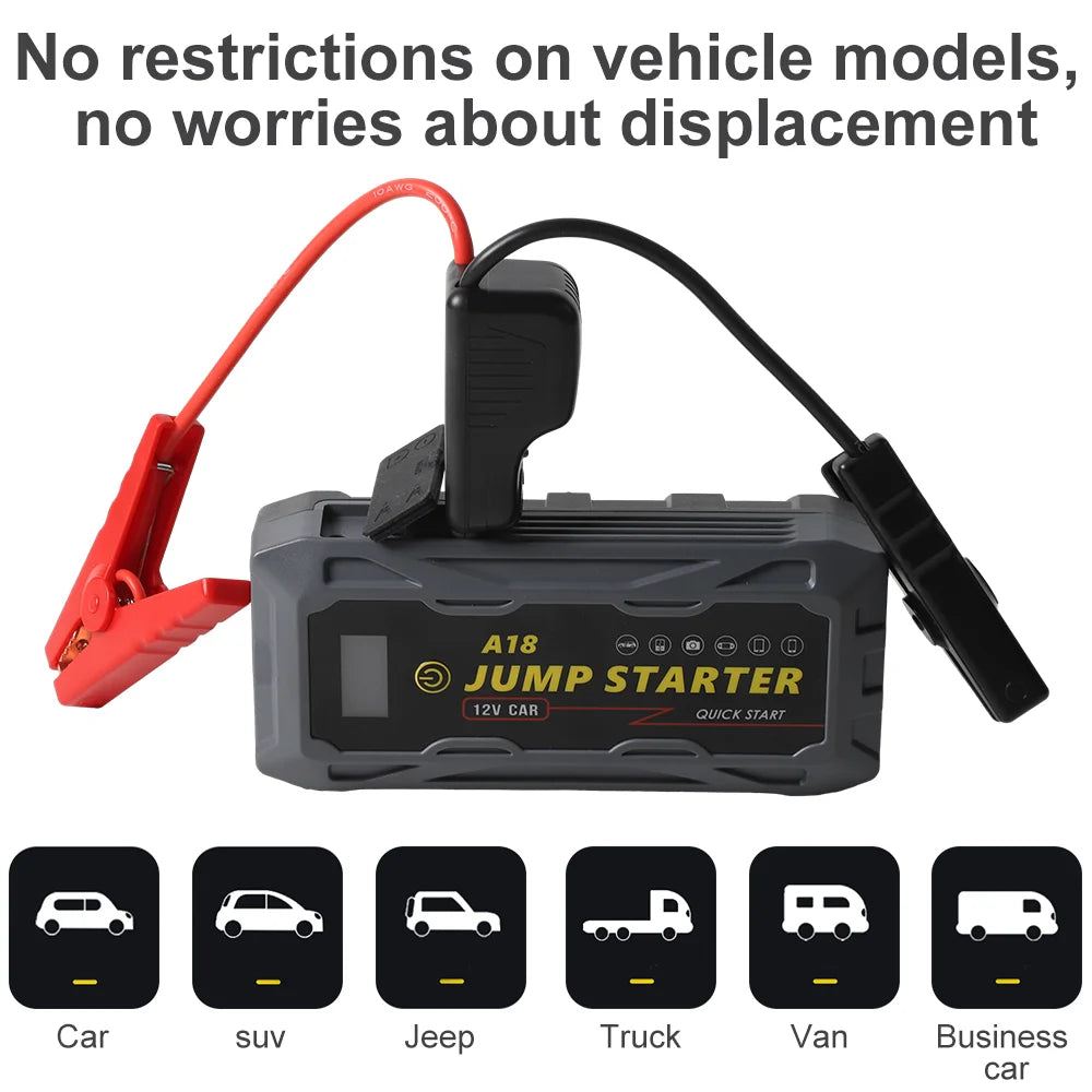 Portable 1200A Jump Starter 12V with Carry Case Rechargeable Battery Booster Power Bank