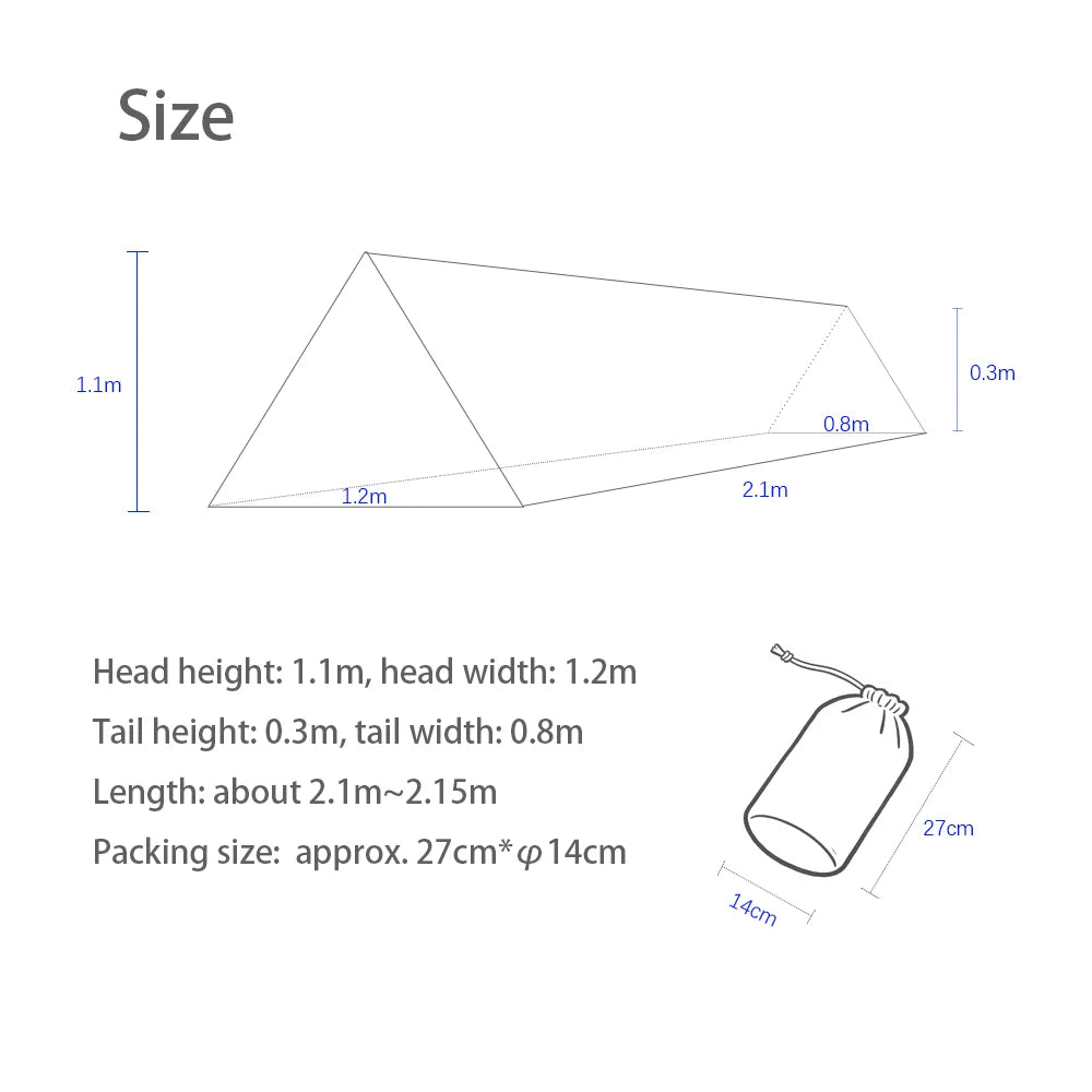 Single Person Mesh Bivy Tent Lightweight Poleless Camping and Hiking Shelter
