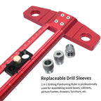 Heavy Duty Aluminum Alloy 2-in-1 Drilling Positioning Ruler with Drill Guides for Woodworking