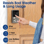 Electronic Door Lock with Touchscreen Keypad 50 User Codes Auto Lock and Mechanical Keys