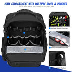 Professional Tool Storage Backpack with Multiple Compartments and 3 Removable Pouches
