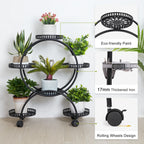 6 Tier Metal Plant Stand with Wheels 6 Pot Holder Rack for Indoor Outdoor Balcony Garden