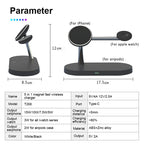 3-in-1 Wireless Charging Station with Magnetic Phone Stand 15W Fast Charger for Phone Watch Earbuds