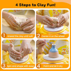 Mini Electric Pottery Wheel Craft Set with Air Dry Clay, Paints and Sculpting Tools