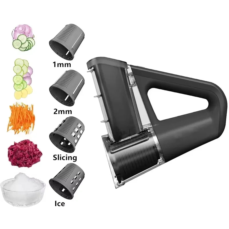 Portable Electric Cheese Grater Salad Maker 40W with 4 Stainless Steel Blades Vegetable Slicer