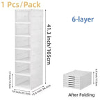 Foldable Shoe Storage Box 6 Layer Stackable Transparent Shoe Organizer Cabinet