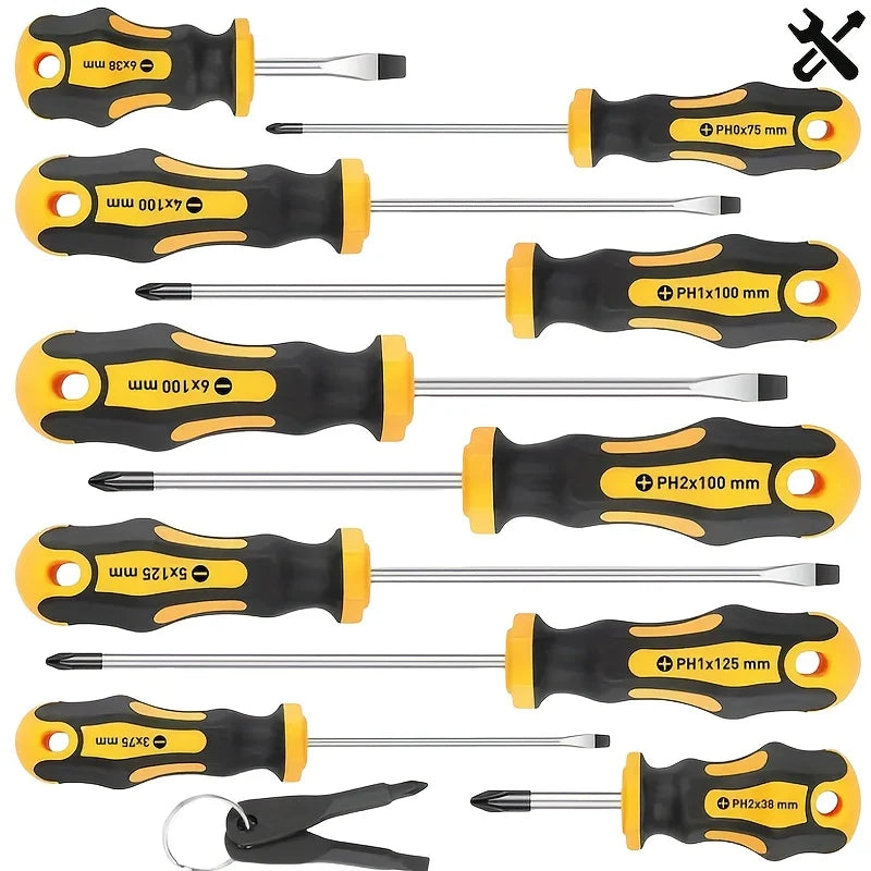 Heavy Duty Precision Screwdriver Set with Magnetic Bit Holder and Portable Carry Case