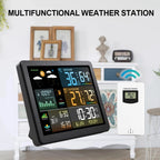 Wireless Digital Weather Station Clock with Indoor Outdoor Temperature Humidity Sensor and Forecast Display