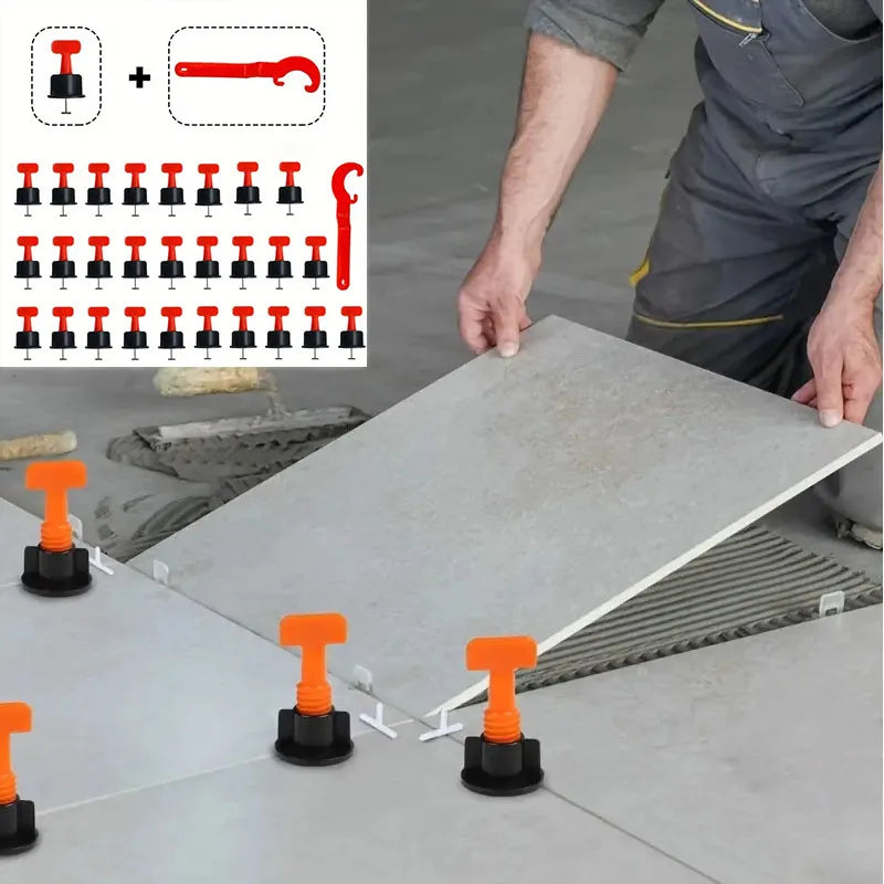 Tile Leveling System Kit 100 Piece with 2 Adjustment Wrenches for Floor Wall and Countertop Tiling