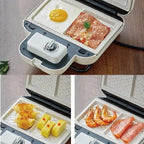 Sandwich Press 750W Non-Stick Double Plate Breakfast Maker with Timer for 4 Slice Sandwiches