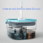 Portable Mop and Bucket Set with Automatic Dewatering, 2 Mopheads, 31x22x32 cm