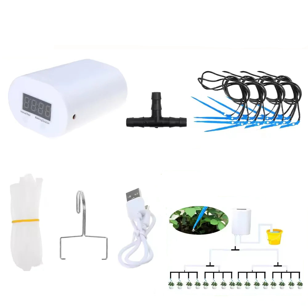 Portable Automatic Plant Watering Pump with Timer Drip Irrigation Kit for Indoor and Garden Plants