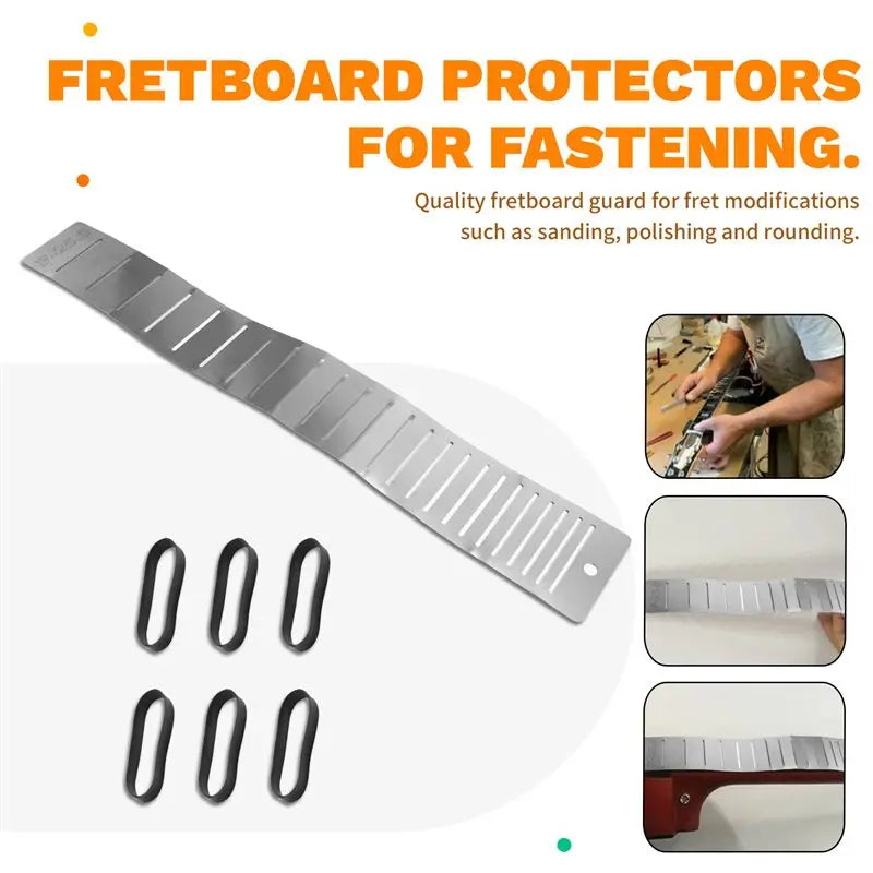 Stainless Steel Guitar Fretboard Guard Protector with Rubber Bands for Fret Repair and Polishing