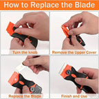 Heavy Duty 2-in-1 Razor Scraper Cleaning Tool with Replaceable Plastic and Steel Blades for Glass and Windows