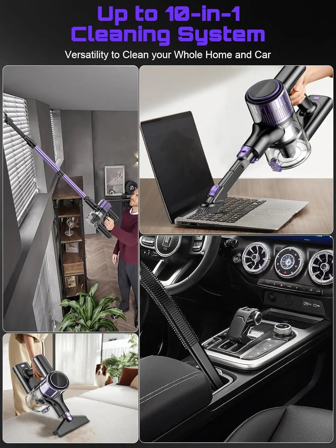 Portable Cordless Vacuum Cleaner 10-in-1 Lightweight Bagless Vacuum for Home Carpet Car Cleaner