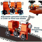 Chain Sharpening Tool Portable Manual Grinder Clamp Kit with 4 Grinding Heads for 10cm-56cm Guide Bars