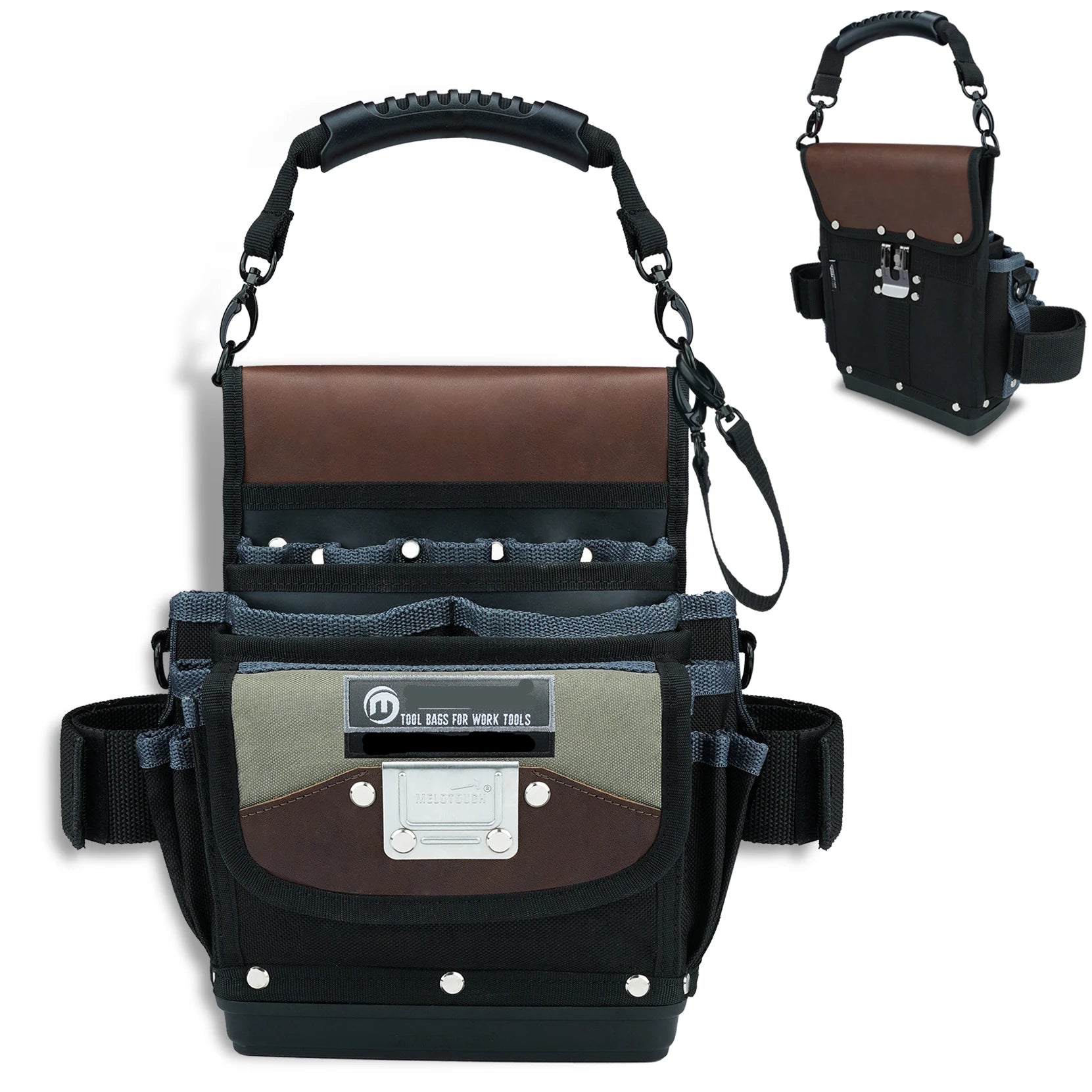 Portable Tool Pouch with Hard Bottom 26 Slot Open Top Tool Bag for Electrician Carpenter Maintenance