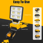 Portable 5200LM Cordless LED Flood Work Light 48W Rechargeable Job Site Lamp with Adjustable Base