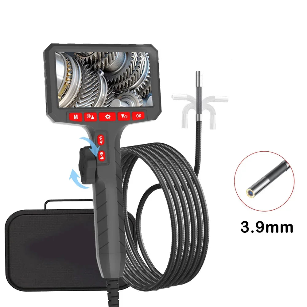 HD 1080P Inspection Camera with 5 Inch Display 360 Degree Articulating Borescope 3.9mm Lens