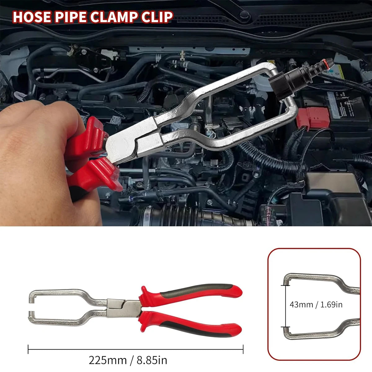 Portable Long Reach Hose Clamp Pliers Carbon Steel Tool for Automotive Fuel Oil Water Hoses