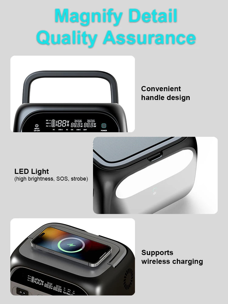Portable 500W Backup Power Station with AC Outlets USB Ports and LED Display for Camping Travel