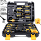 Heavy Duty Precision Screwdriver Set with Magnetic Bit Holder and Portable Carry Case