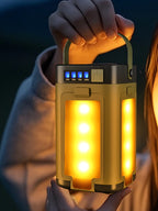 2-in-1 Foldable Camping Lantern and Power Bank Rechargeable LED Light with Handle for Hiking