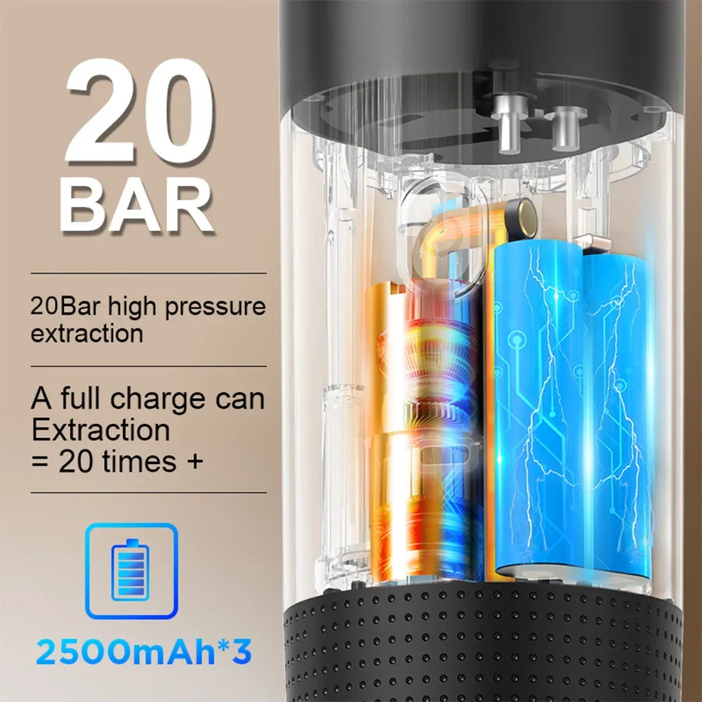 Portable Wireless Espresso Coffee Machine 72W Rechargeable 60ml Coffee Maker for Travel Camping