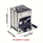 Portable Stainless Steel Camping Stove with Charcoal Grill Foldable Outdoor Cooking Stove