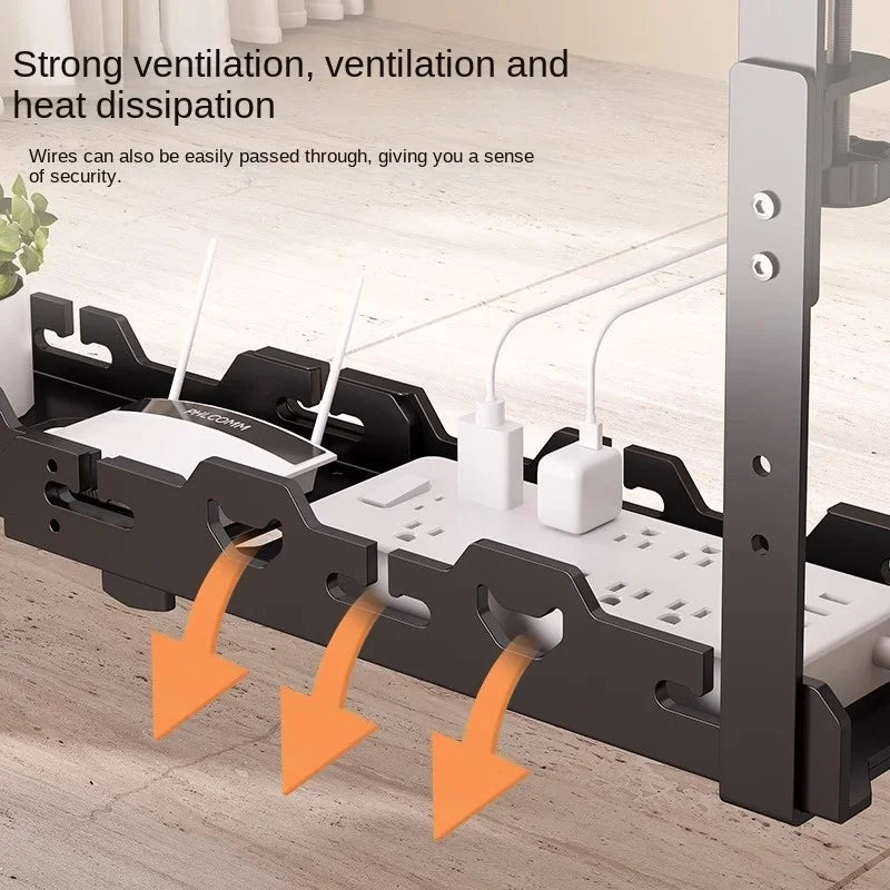 Under Desk Cable Management Tray Adjustable Carbon Steel Wire Organizer Storage Rack