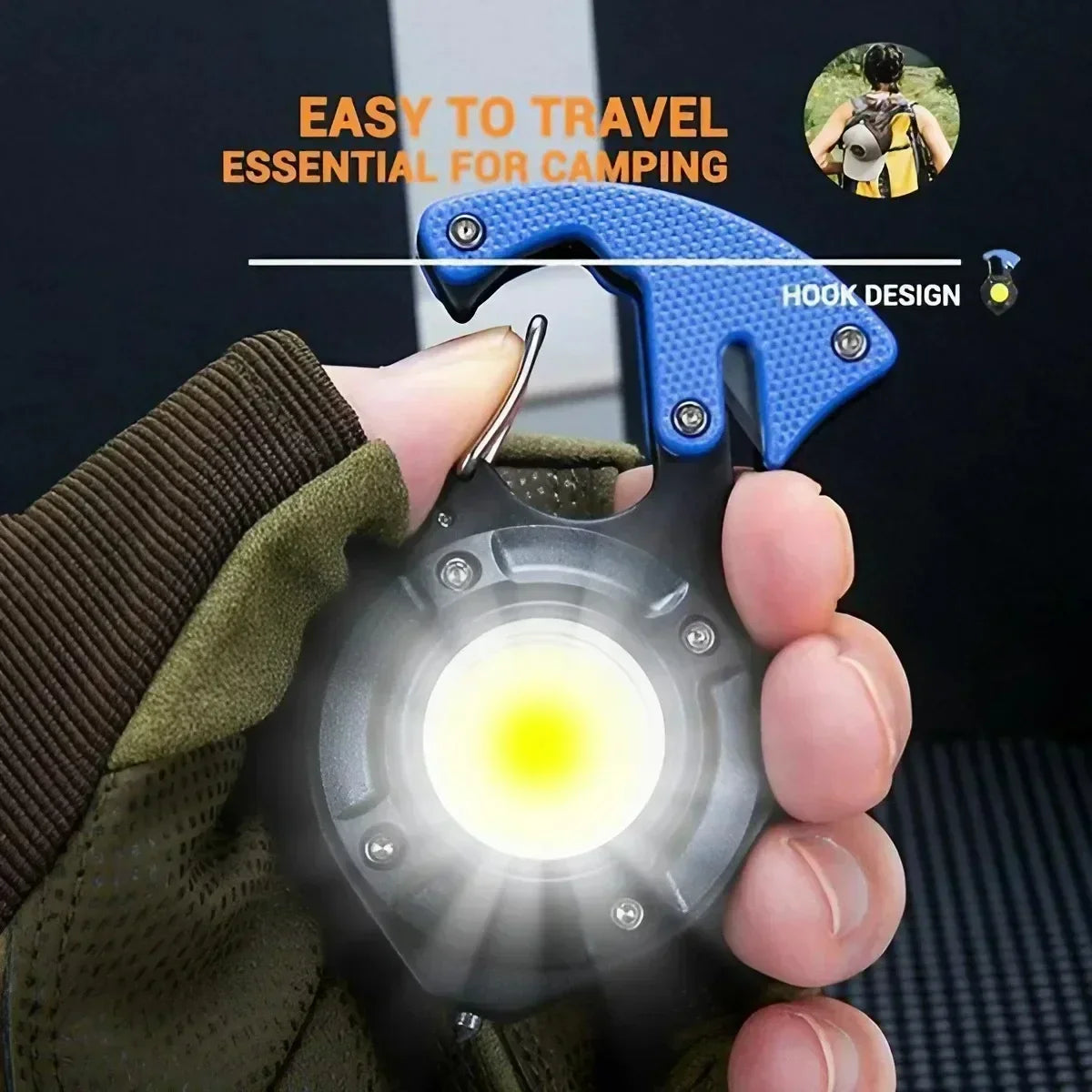 Multifunctional Rechargeable LED Light Keychain Mini Flashlight for Outdoor Camping Hiking Fishing BBQ