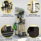 Heavy Duty Garden Tool Organizer Rack with Storage Slots for Rakes Brooms and Long Handle Tools