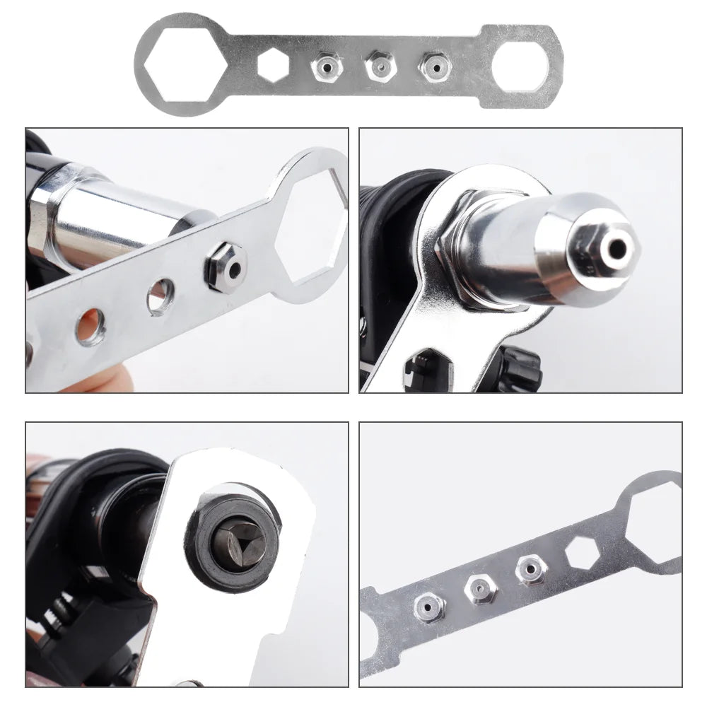 Rivet Nut Drill Adapter 2.4-4.8mm Heavy Duty Riveting Tool with Handle and Wrench