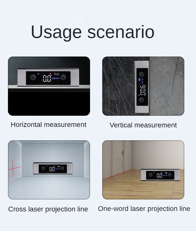 Digital Laser Angle Meter with Dual Line Projection and Magnetic Base for Construction and DIY