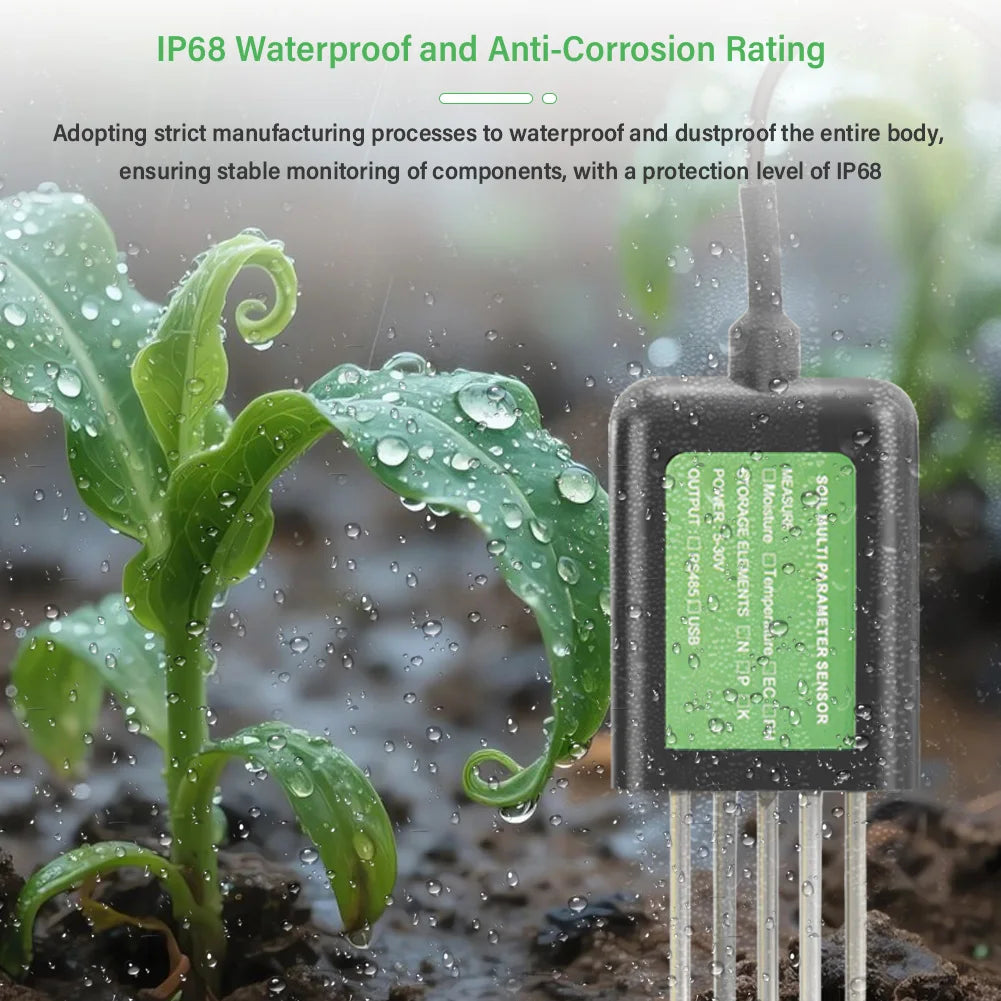Smart 5-in-1 Soil Sensor with USB Data Logger and App Monitoring for Garden and Farm Soil Testing