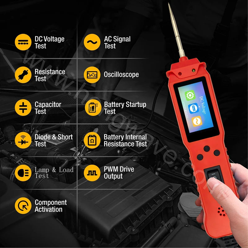 Heavy Duty Automotive Circuit Diagnostic Tester with TFT Display Voltage Resistance and Continuity Testing