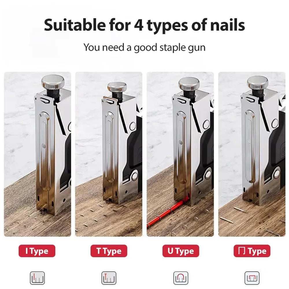 Heavy Duty Manual Staple Gun Kit with 800 Staples and Staple Remover for Carpentry DIY and Home Repairs