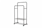 Heavy Duty Rolling Clothes Rack Double Rail with Shelf Metal Garment Storage Stand