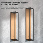 Bathroom Wall Mounted Towel Rack with Wooden Shelf Metal Frame Towel Organizer
