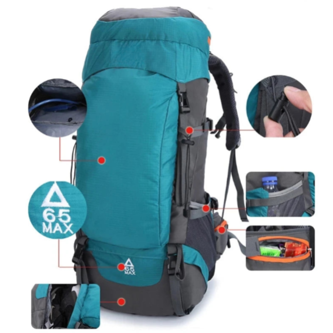 65L Large Capacity Climbing Backpack for Hiking, Trekking and Outdoor Camping – Waterproof Design