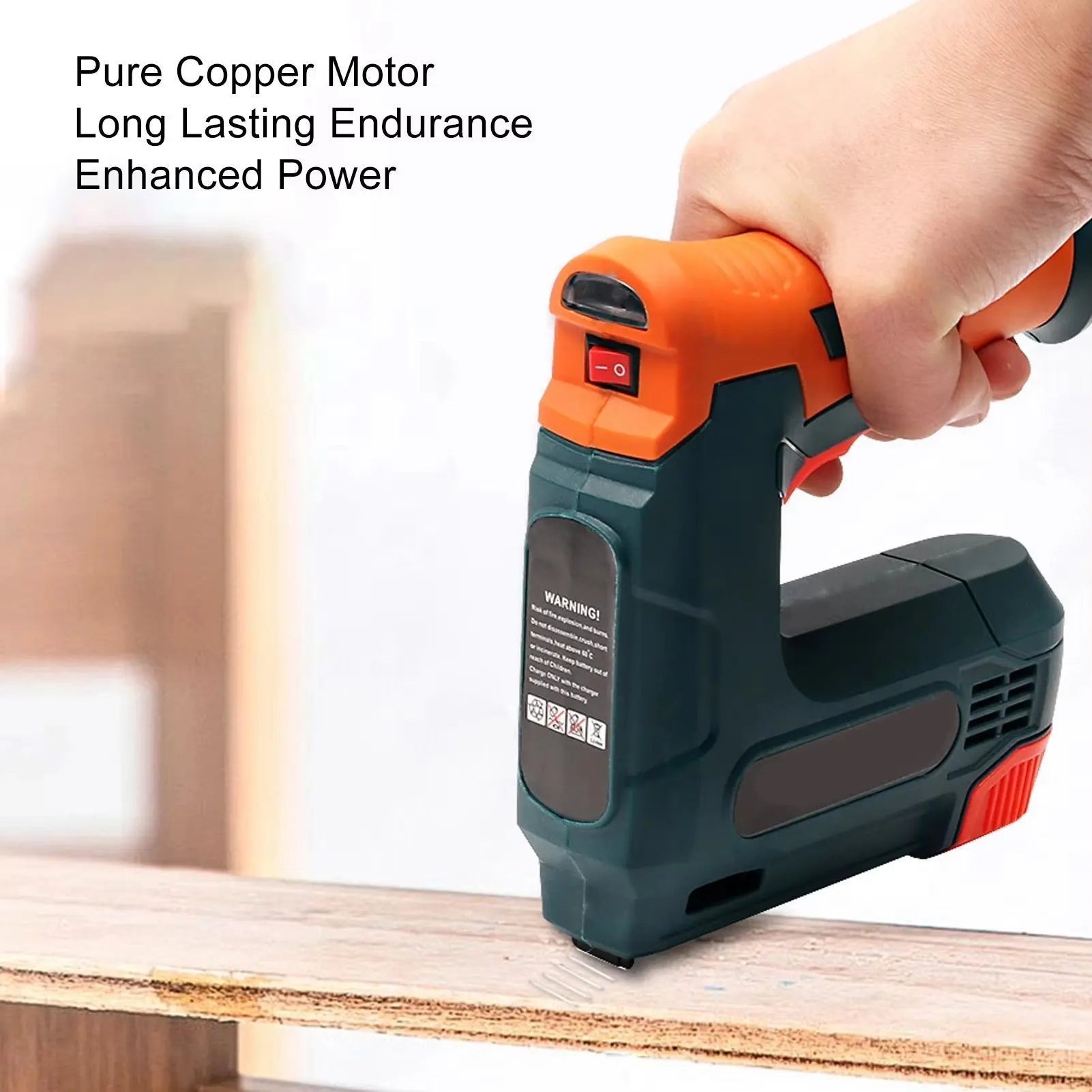 Portable Cordless Electric Staple Gun 2000mAh Rechargeable Nail Stapler with 6mm & 10mm Staples USB Charging