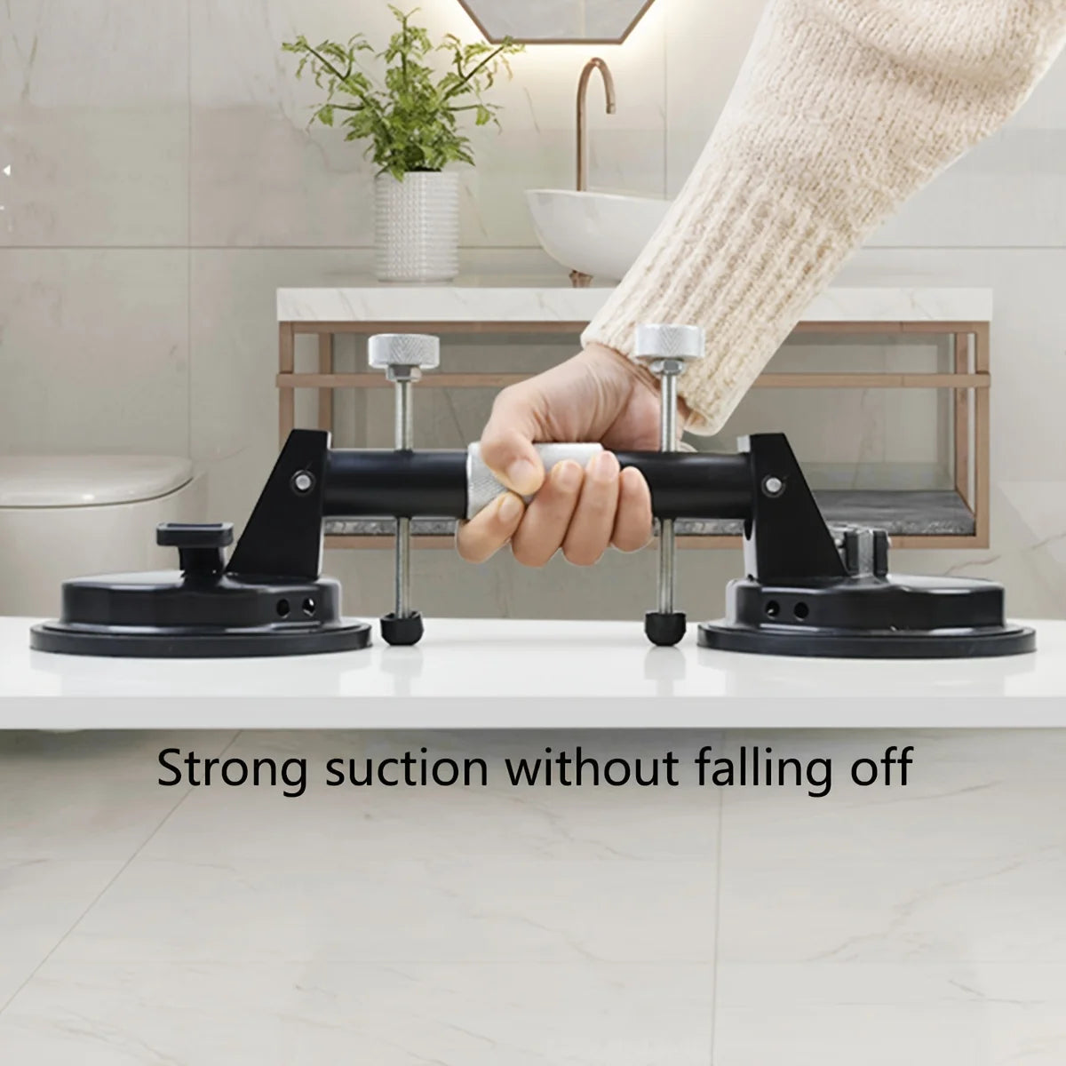 Portable Aluminum Alloy Dual Suction Cup Glass Lifter 41cm for Tile Mirror and Panel Handling