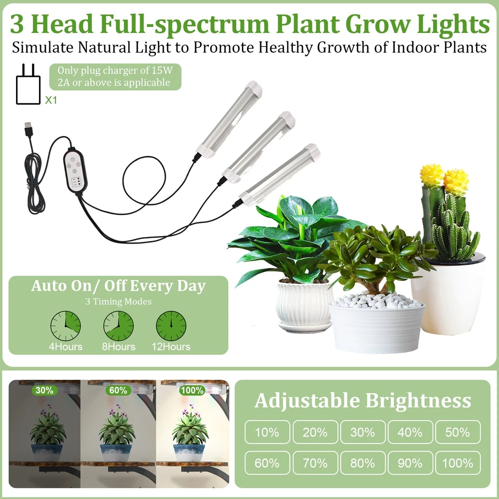 Plant Stand 7 Tier LED Grow Light Rack Wooden Metal Flower Display Shelf for Indoor Plants