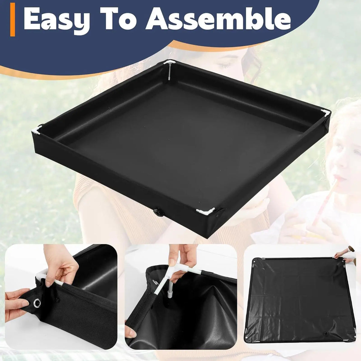 Foldable Camping Shower Pan Portable Oxford Cloth Floor Tray with Drain Hose