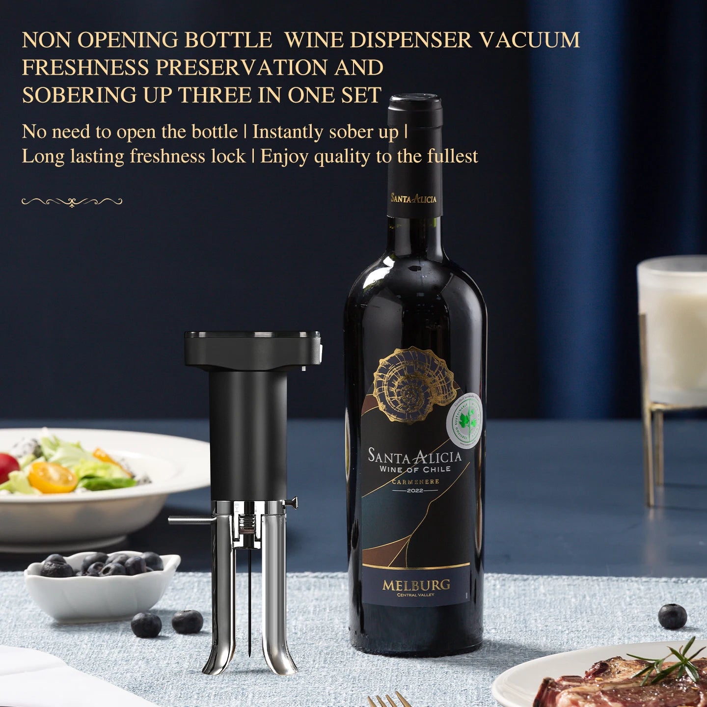 Automatic Electric Wine Bottle Opener with Aerator Pourer and Vacuum Wine Preserver 3-in-1