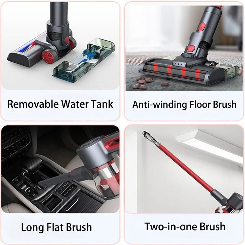 2-in-1 Cordless Wet Dry Vacuum Cleaner with Water Tank Portable Stick Handheld Cleaner for Home Floors Carpet