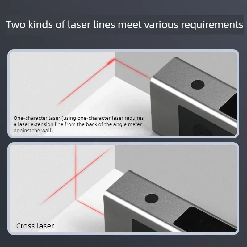 Digital Laser Angle Meter with Dual Line Projection and Magnetic Base for Construction and DIY