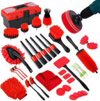 35 Piece Car Cleaning and Detailing Kit with Drill Brush Set, Tire Brushes and Tool Storage Box